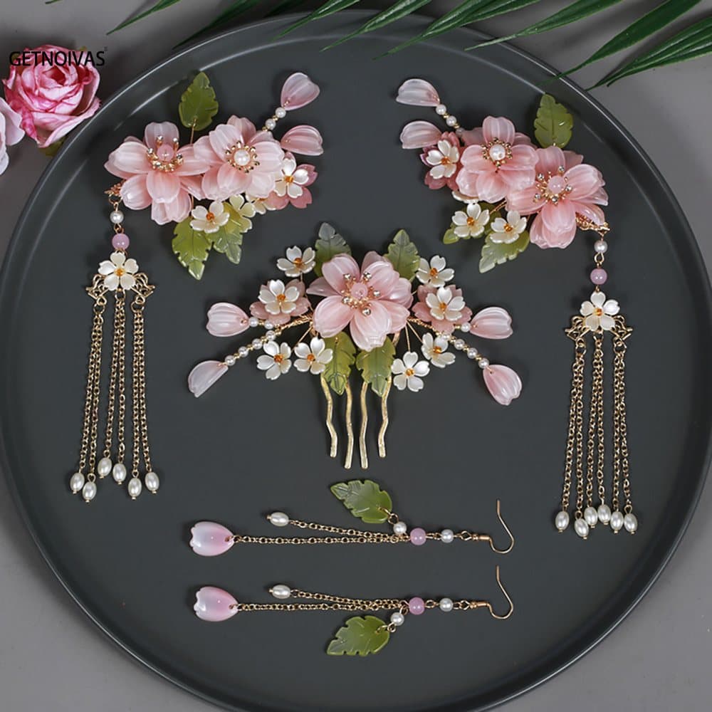 Parure de cheveux « Fleurs de pêcher »