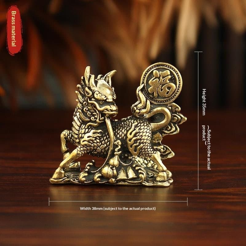 Qilin de laiton au sceau Fu